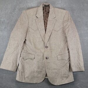 Circle S Mens 40R Western Blazer Brown 100% Silk Sport Coat Dallas Texas Cowboy